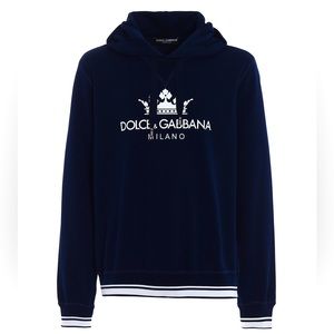 Dolce & Gabbana Mens Blue Milano Logo Hooded